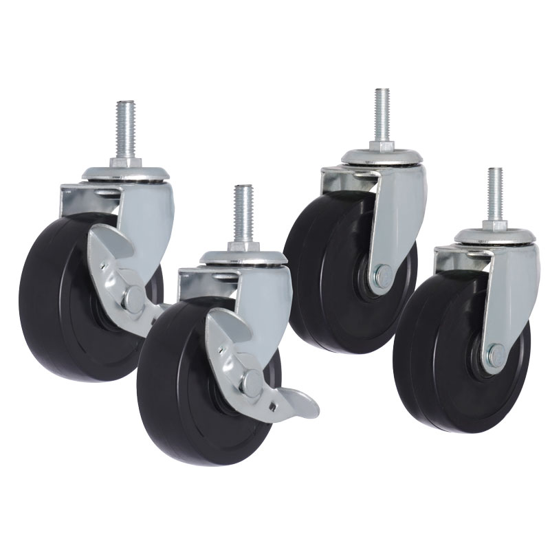 3" PVC Industrial Castor Set (2 Swivel, 2 Side Brakes)