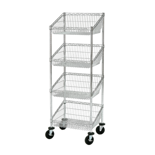 Slanted Basket Rack, Includes Wheels