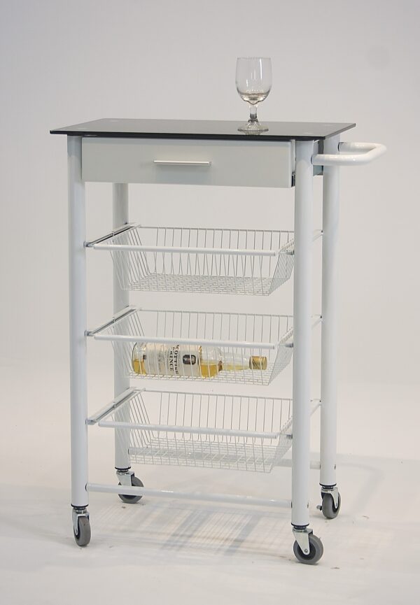餐車-圓管(黑玻)白-2 Kitchen Cart(1)